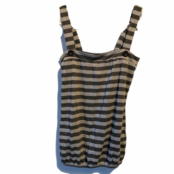 Halter glittery black + silver elastic hem Small - Picture 1 of 6